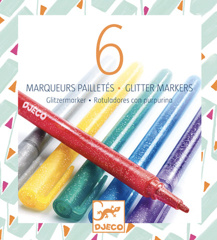 DJECO - MARQUEUR 6 COUL PAILLETE PRIMAIRE