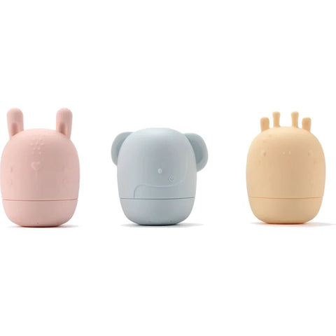 Ens jouet de bain silicone 3pcs petite créature-pastel