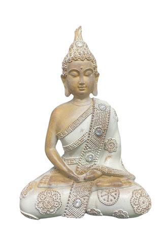 BOUDDHA BRUN & BLANC MEDITANT PETIT