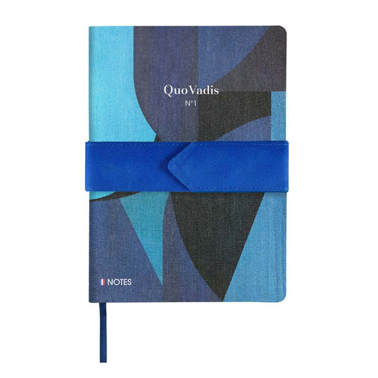 BLOC-NOTES "ICONIQUE" A SANGLE 6 X 8¼"- CUBISME BLEU