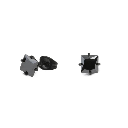 MIA - PAIRE BOUCLE D'OREILLE CZ CARRE 6MM ACIER MIA - PAIRE BOUCLE D'OREILLE CZ CARRE 6MM ACIER