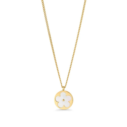 MIA BIJOUX - CHAINE 18" PENDENTIF "NELLIANN" OR & NACRE PERLE