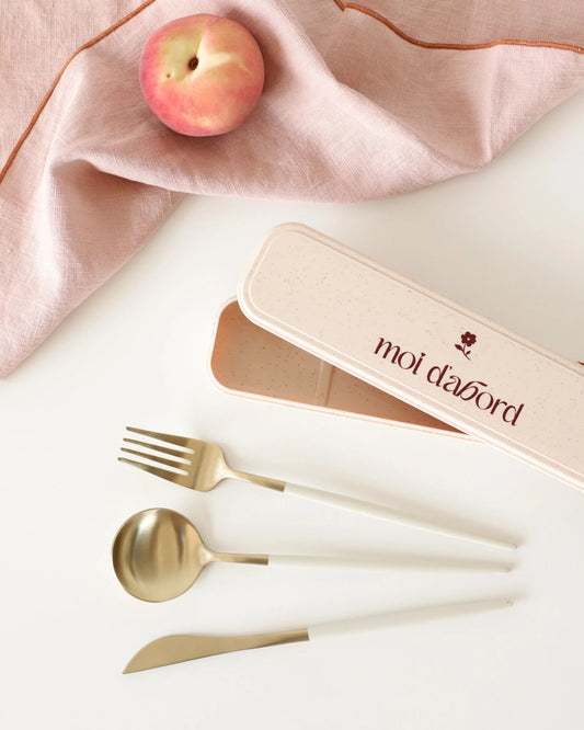 ENS USTENSILE ACIER INOX & BOITIER - CREME