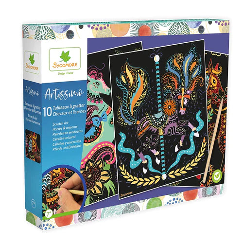 SYCOMORE - ARTISSIMO - 10 TABLEAUX GRATTER CHEVAUX & LICORNES