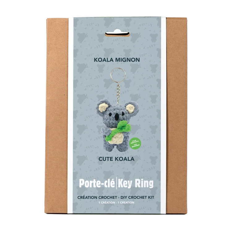KIT DIY CROCHET PORTE-CLÉS FIL PELUCHEUX - KOALA