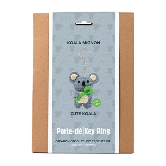 KIT DIY CROCHET PORTE-CLÉS FIL PELUCHEUX - KOALA