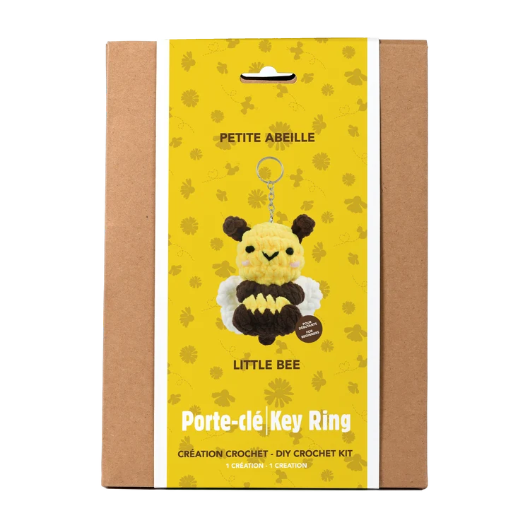 KIT PORTE-CLÉS DIY CROCHET FIL PELUCHEUX- ABEILLE