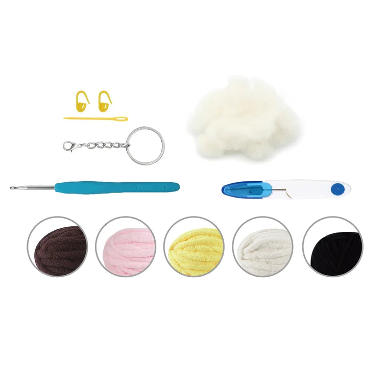 KIT PORTE-CLÉS DIY CROCHET FIL PELUCHEUX- ABEILLE