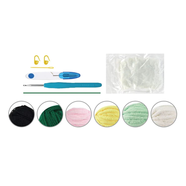 KIT DIY CROCHET FIL PELUCHEUX- GRENOUILLE
