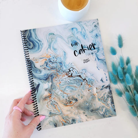 PAPIER & LATTE - CAHIER NOTES 8.5 X 11'' ADRIENNE MARBRE TURQ
