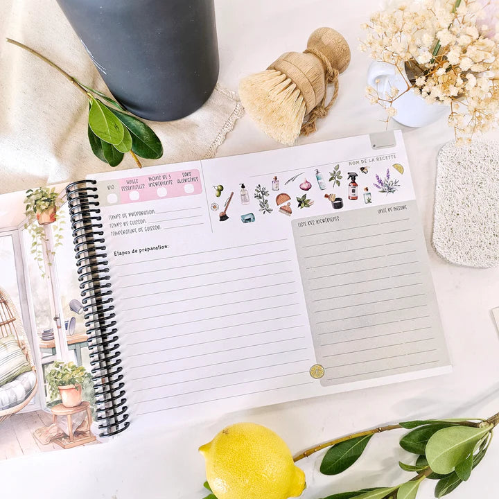 PAPIER & LATTE - LIVRE RECETTE SPIRALE 11 X8 ½ - MAISON ECOLO