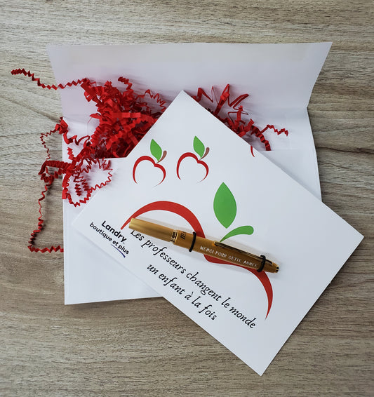 Will - STYLO BILLE OR PROFESSEUR "MERCI POUR CETTE ANNÉE" + CARTE & ENVELOPPE