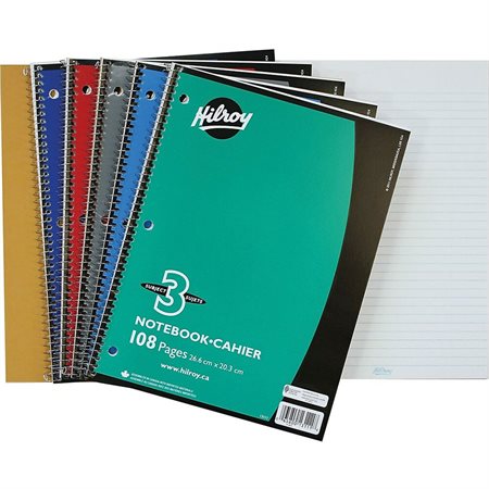 CAHIER À RELIURE SPIRALE 108P - COULEURS ASST.
