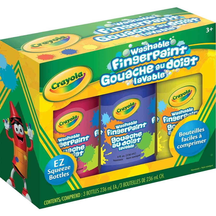 CRAYOLA - GOUACHE DOIGT LAVABLE 236ml RGE/BLEU/JNE @3