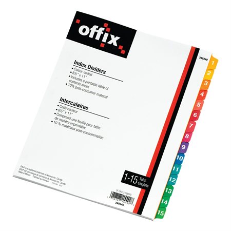 INTERCALAIRES OFFIX ONGLET COULEUR 1-15