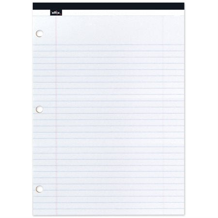 BLOC DE PAPIER LIGNÉ OFFIX® - FORMAT LETTRE + PERFORÉ