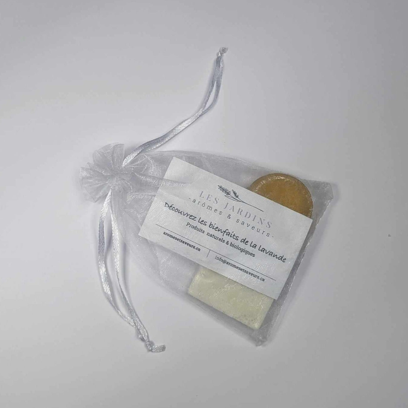 JARDINS ARÔMES & SAVEURS - TRIO MINI SAVONS LAV-MIEL-LAV + POCHETTE