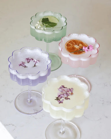 VERRE COCKT SUR PIED FLEUR 6OZ- VERT SAUGE