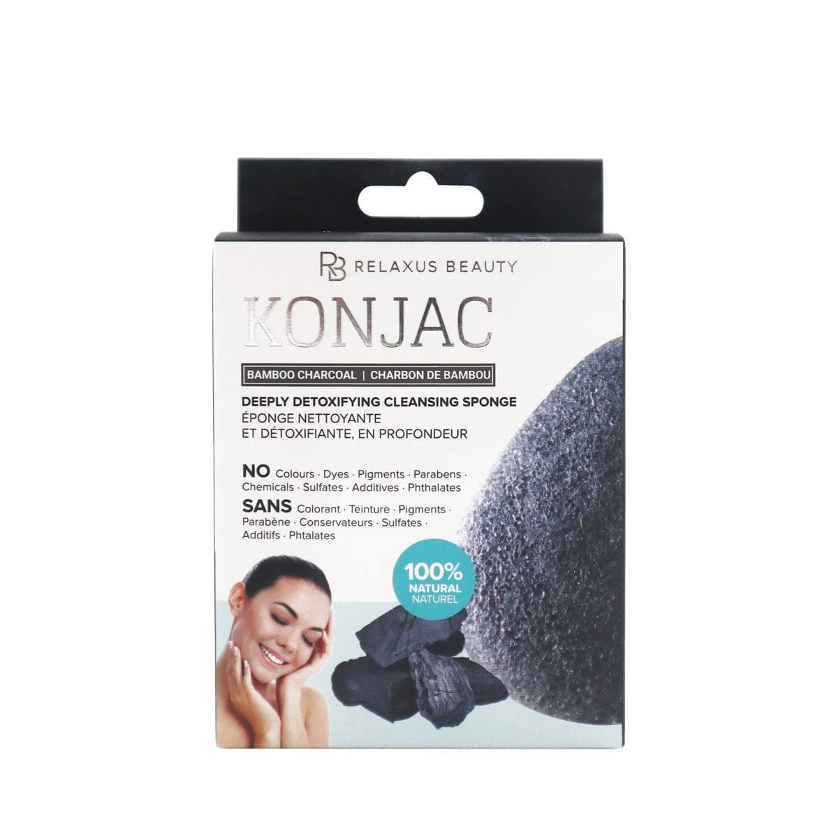 RELAXUS - EPONGE NETTOYANTE "KONJAC" CHARBON BAMBOU