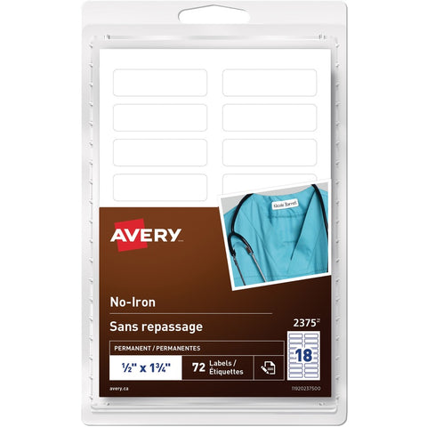 SCOLAIRE PAPETERIE - Étiquettes pour vêtements sans repassage  1/2 x 1-3/4 po (pqt 72)