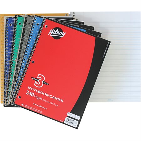 CAHIER À RELIURE SPIRALE 240P - COULEURS ASST.