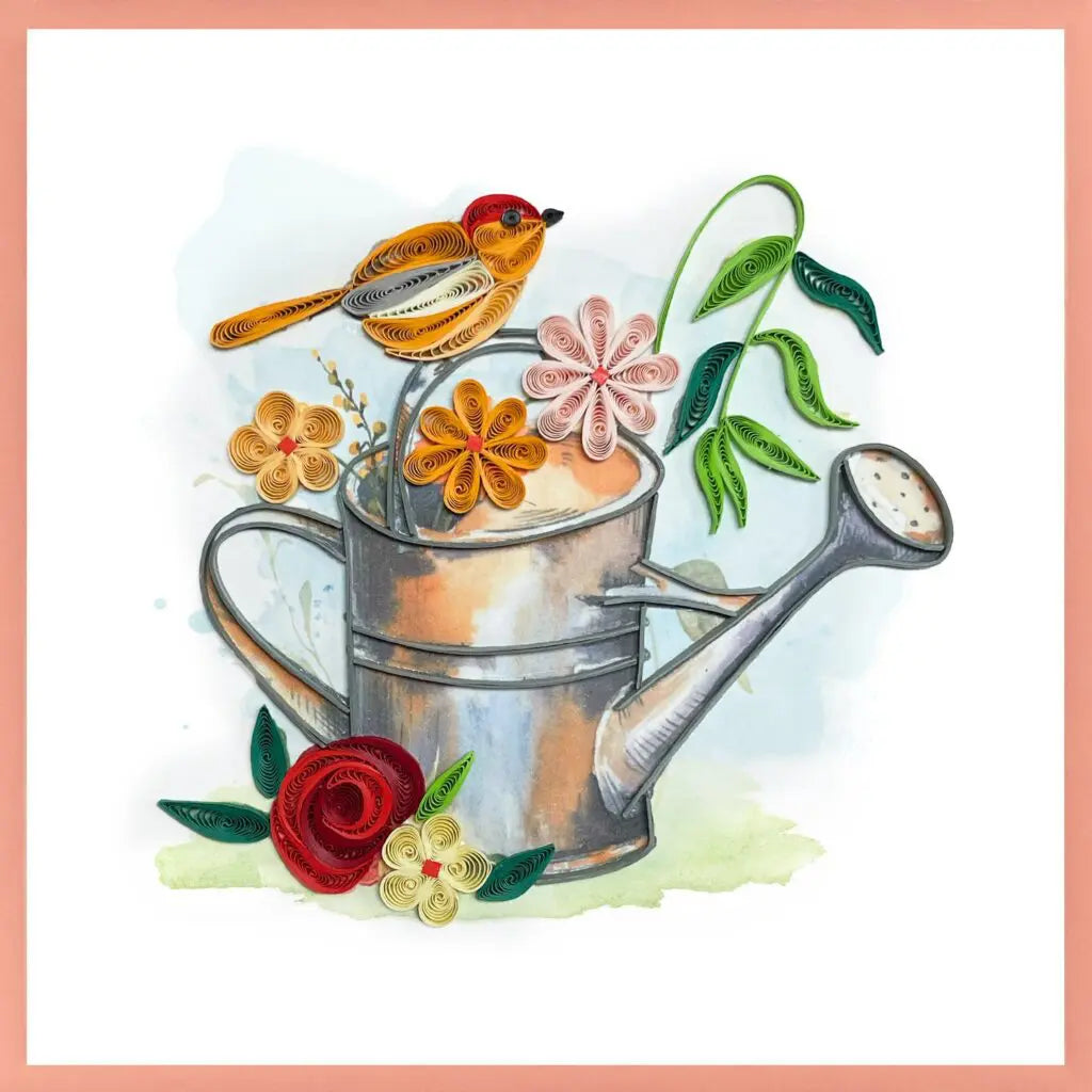 CARTE DE SOUHAIT : OISEAU SUR ARROSOIR