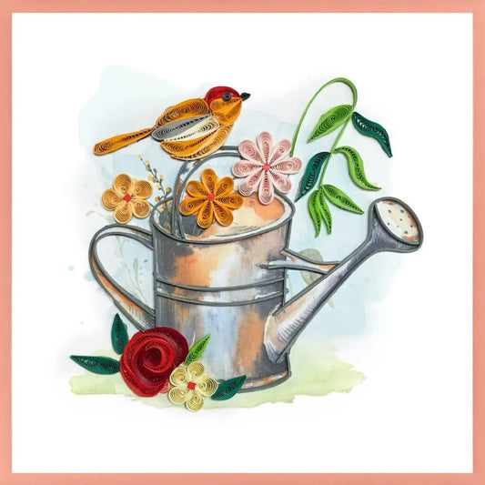 CARTE DE SOUHAIT : OISEAU SUR ARROSOIR