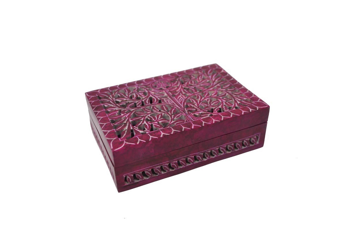 BOITE SCULPTÉE 4 X 6" PIERRE A SAVON ROSE