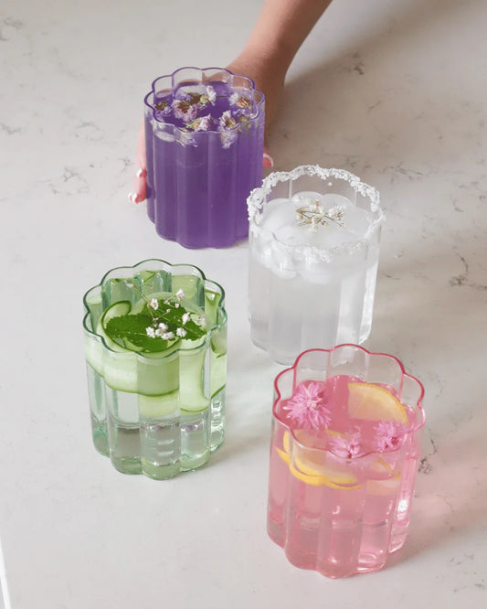 VERRE FORME FLEUR CRISTAL 12OZ - LILAS