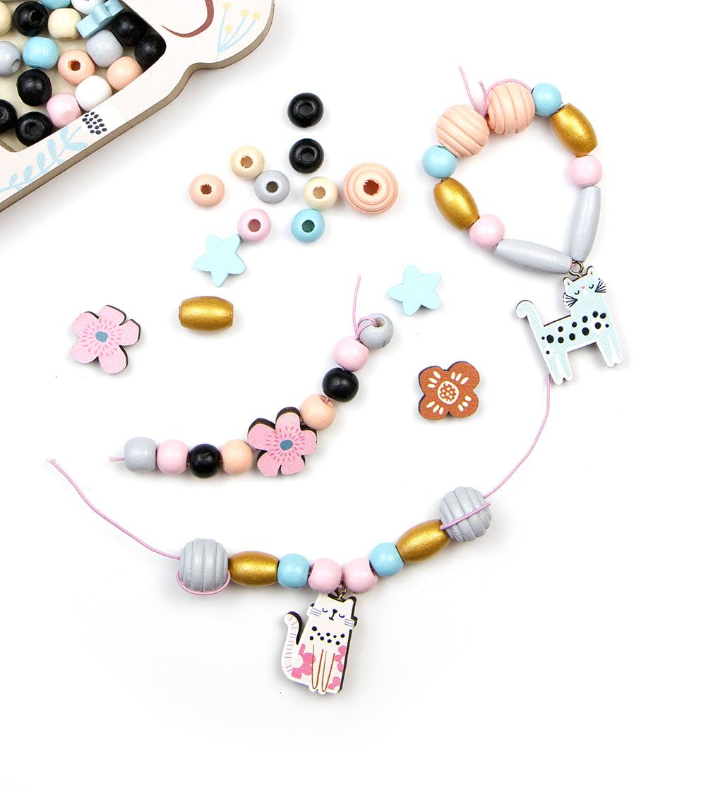 SYCOMORE - COFFRET PERLES EN BOIS CHAT