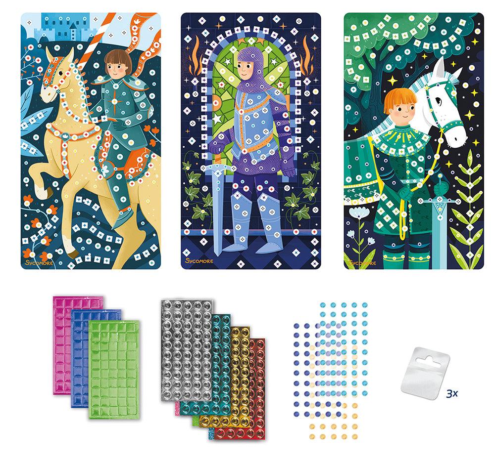 STICK'N FUN - 3 MINI MOSAIQUES - CHEVALIERS
