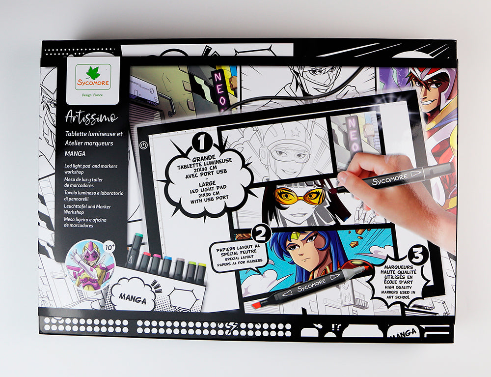 SYCOMORE - TABLETTE LUMINEUSE ET ATELIER MARQUEUR A ALCOOL MANGA