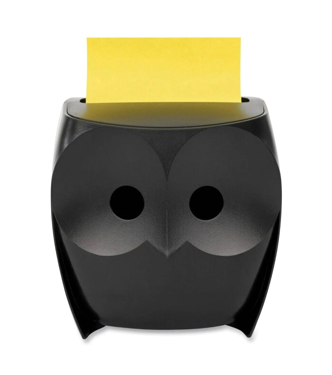 Distributeur feuillets "Post-it" 3 x 3" forme Hibou noir