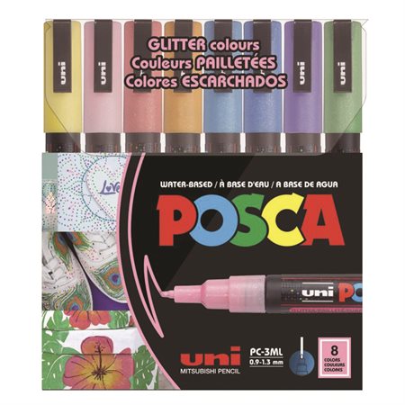 MARQUEUR "POSCA"  POINTE FINE - PAILLETÉE @8