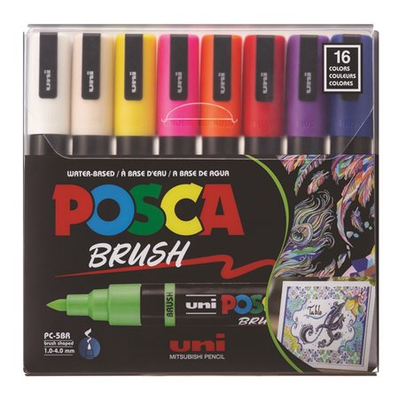 MARQUEUR "POSCA BRUSH "  POINTE SOUPLE - @16