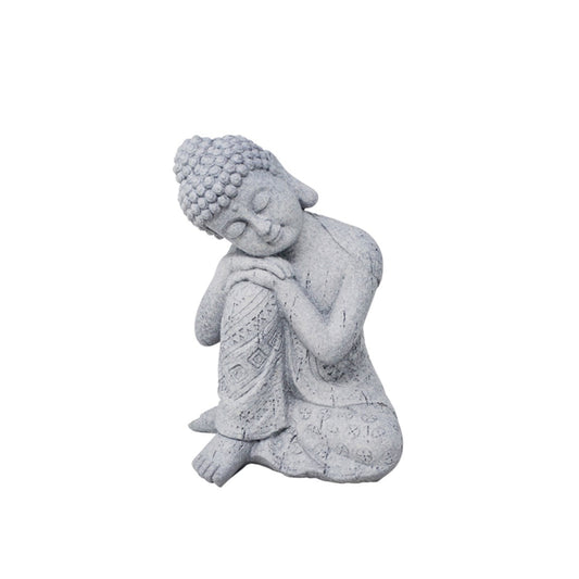 BOUDDHA PENSEUR POLY 9" GRIS