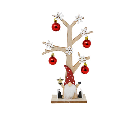 ARBRE BOULE ROUGE & FLOCON GNOME 12"