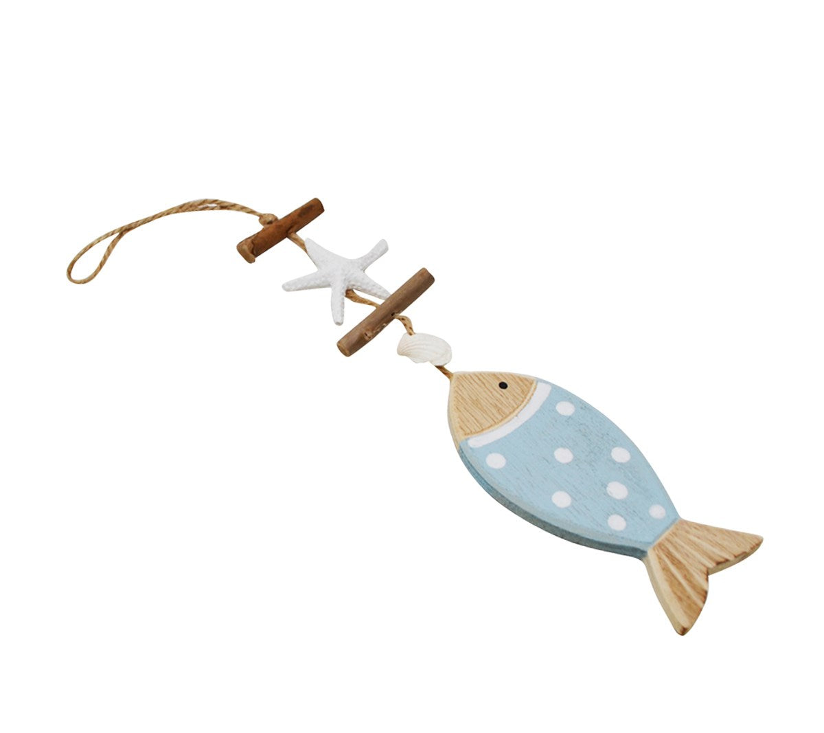 DECORATION POISSON & ETOILE MER 2 X 9.5" BLEU PALE