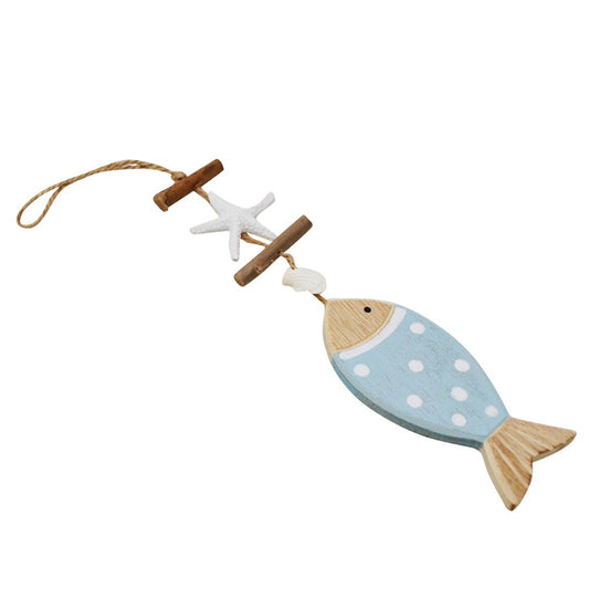 DECORATION POISSON & ETOILE MER 2 X 9.5" BLEU PALE