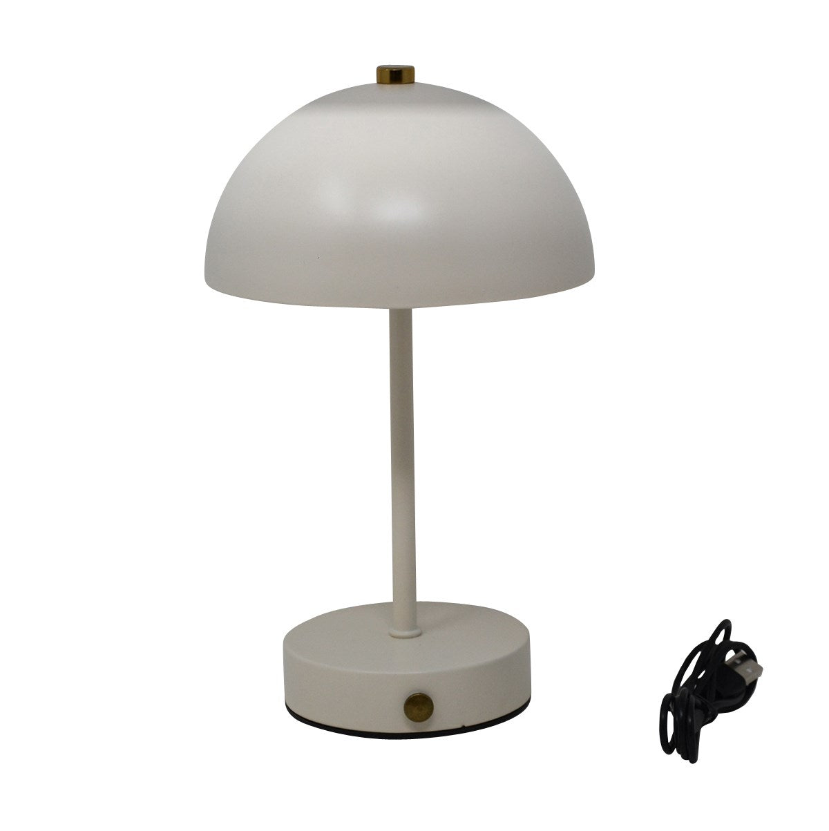 LAMPE DE TABLE PRISE USB METAL BLANC CREME 10"