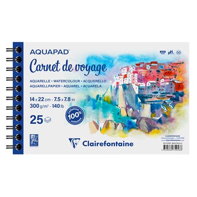 CLAIREFONTAINE - CARNET VOYAGE SPIRAL AQUAPAD 5.5 X 8.5"25F