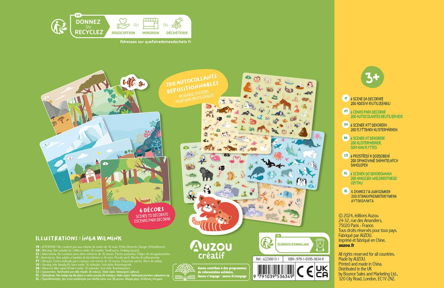 AUZOU - Pochette d'artiste - 200 autocol bébés animaux