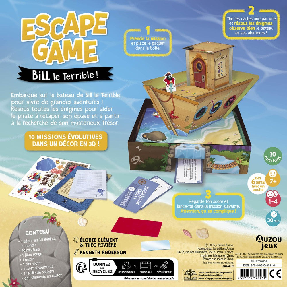 AUZOU - Jeu Escape Game - Bill le Terrible !