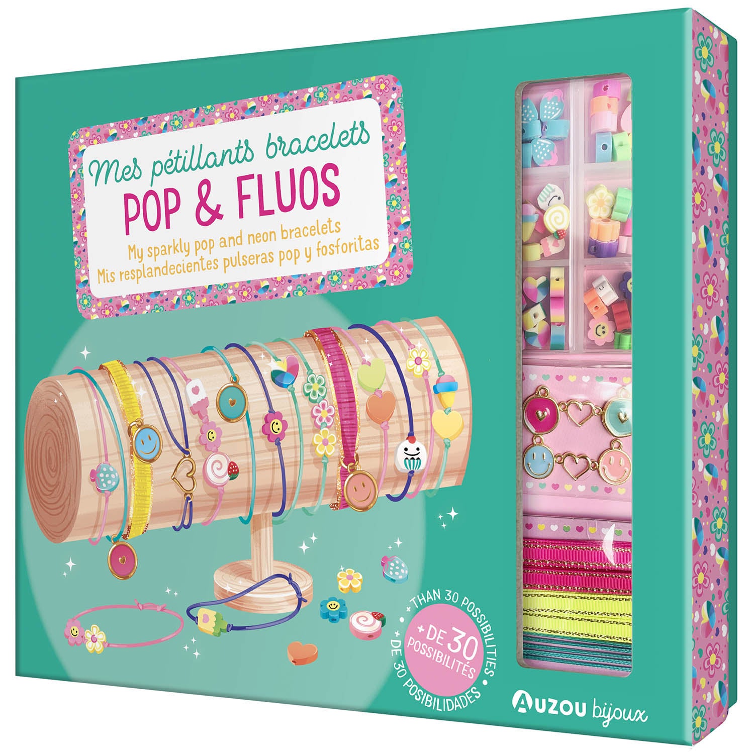 AUZOU - Boîte à bijoux - Mes bracelets pop et fluos