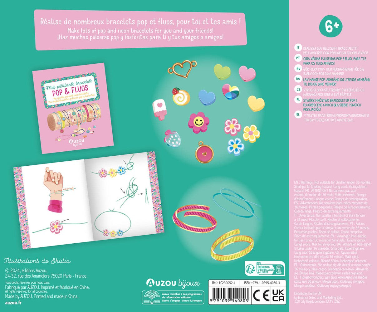 AUZOU - Boîte à bijoux - Mes bracelets pop et fluos