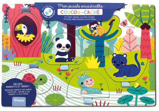 AUZOU- Premier puzzle d'encastrement  coucou caché 6mcx