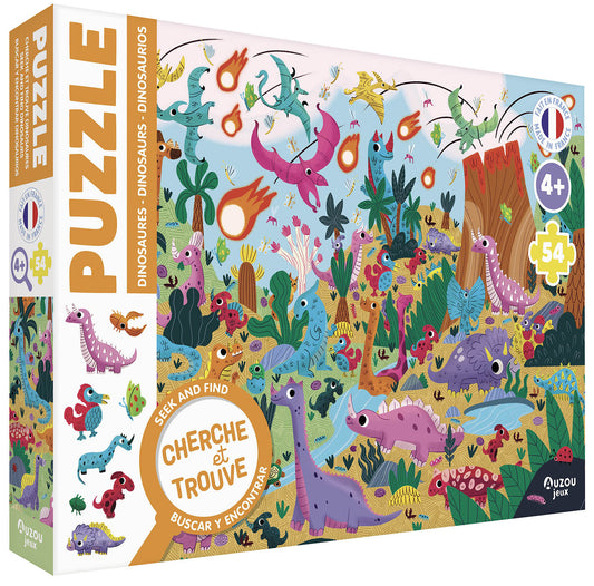 AUZOU - Puzzle cherche et trouve -les dinosaures 40mcx