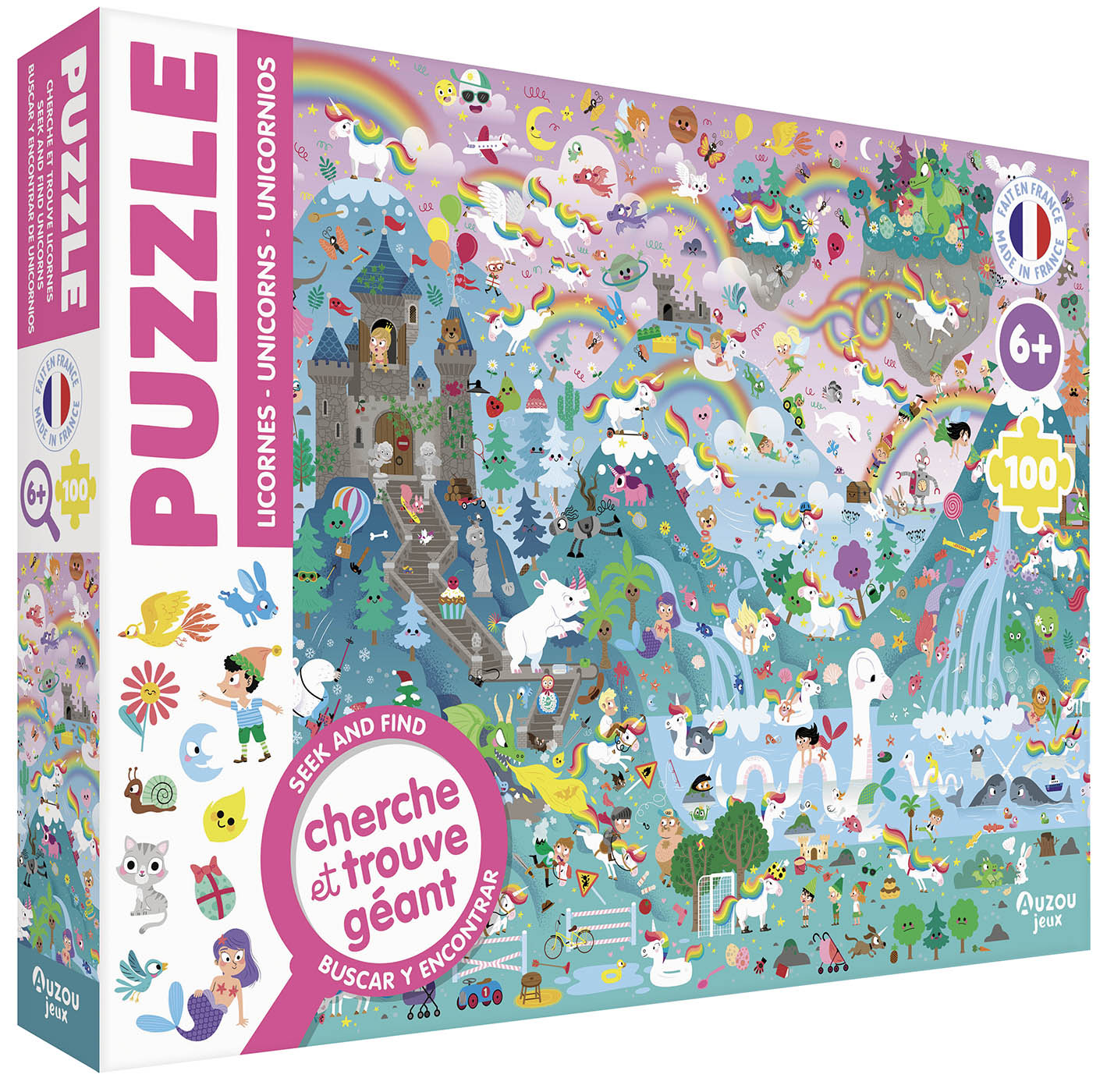 AUZOU - Puzzle cherche & trouve licornes 100 mcx