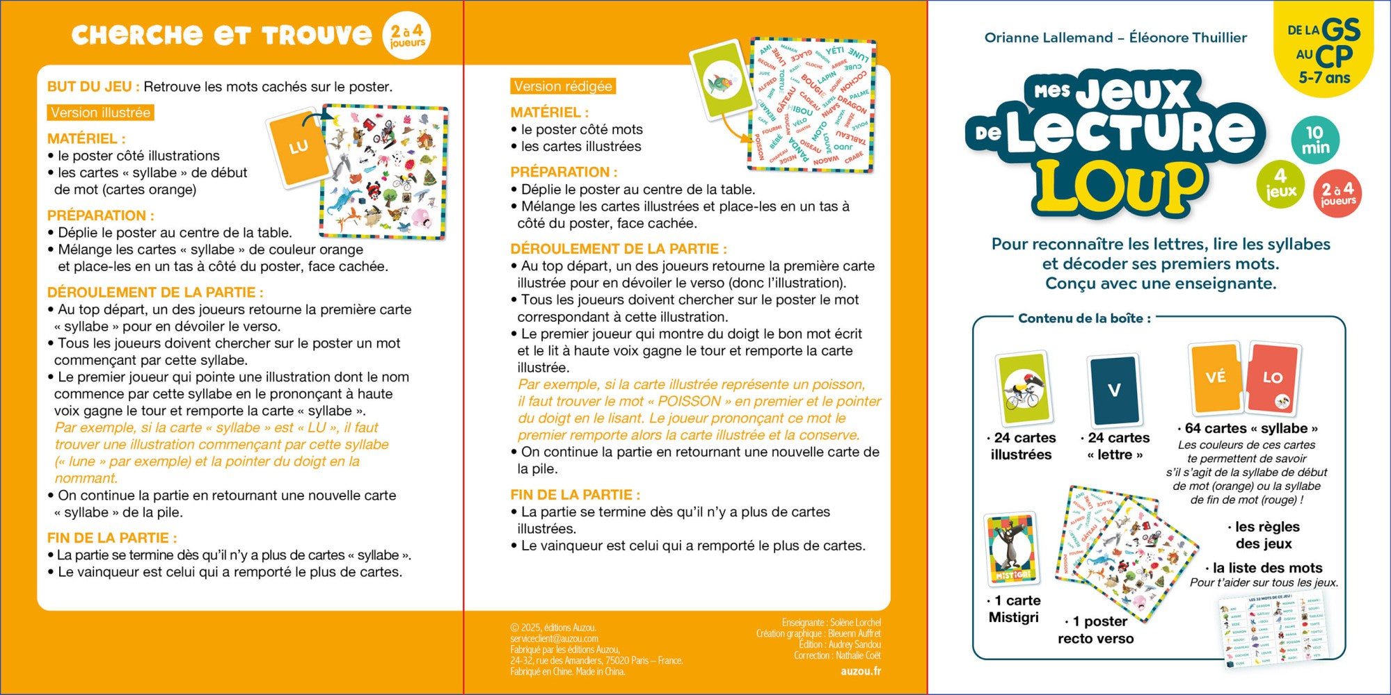 AUZOU - Mes jeux de lecture loup