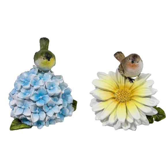 DECORATION FLEUR AVEC OISEAU 5 X 5" ASST